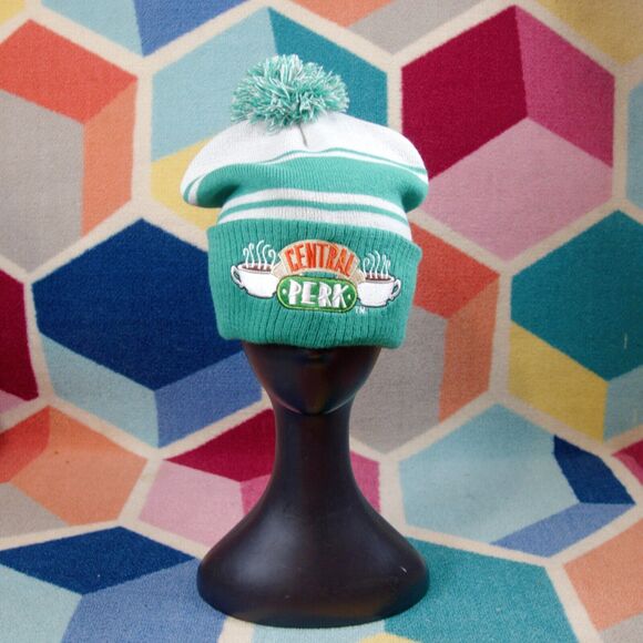 FRIENDS Other - FRIENDS Central Perk Beanie Winter Hat Knitted White Green Striped One Size